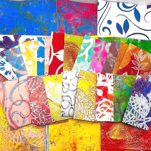 Gelli prints 15 hand made assorted gel prints, collage, card making, Junk journal, Art journal, diary and much more