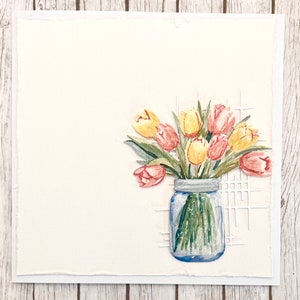Handgemaakte pot tulpenkaart