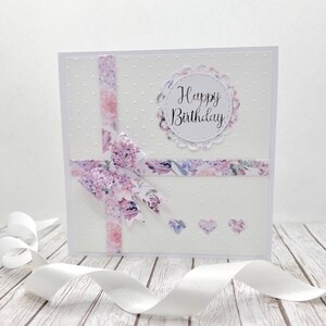 Happy Birthday  Lilac 3D embossed and foiled card