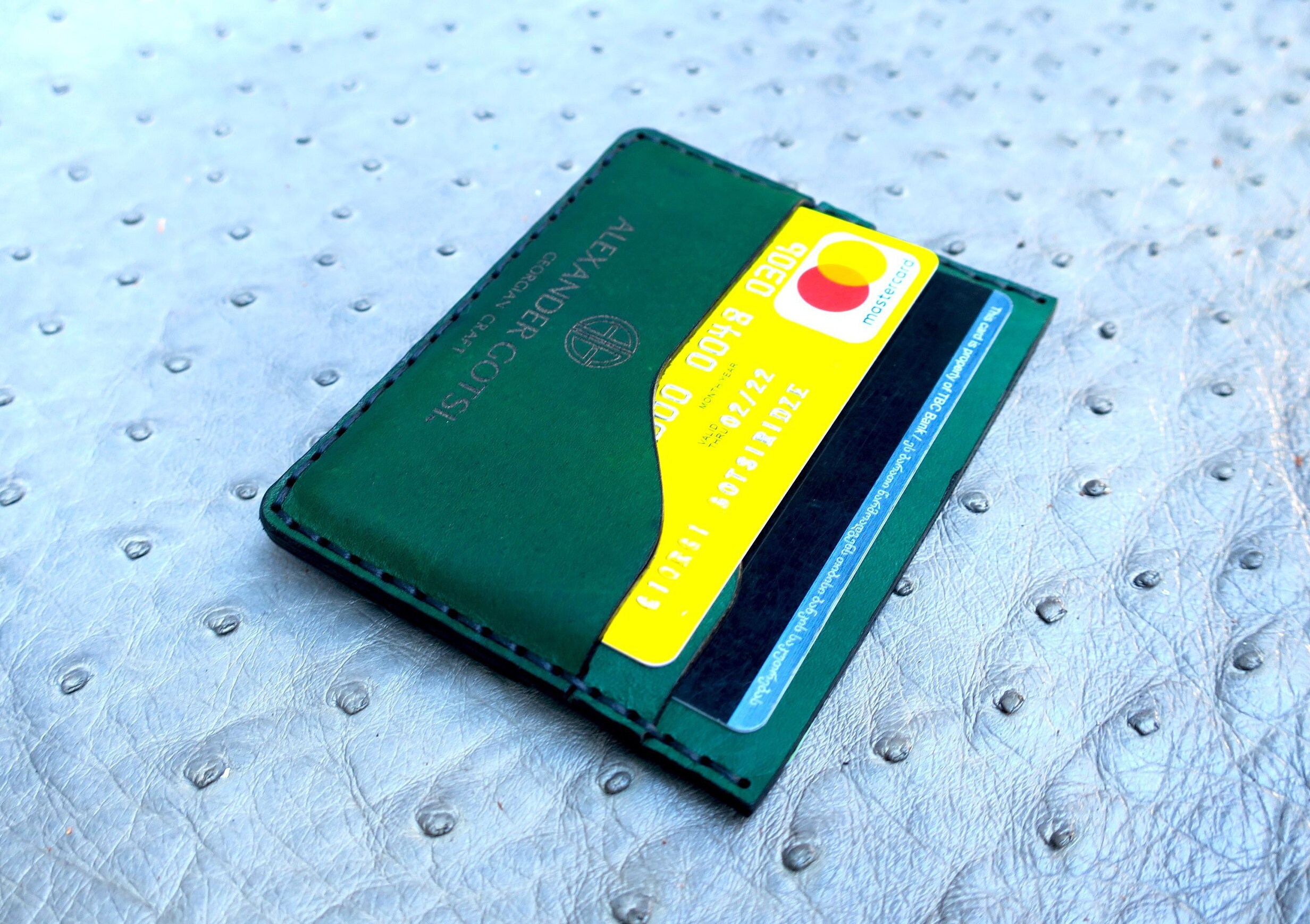 Card Case Genuine Leather Card Holder Credit Card Holder Genuine Leather Handmade Green Black