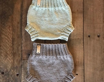Hand Knit Baby Bloomers, Merino Cashmere Yarn, Nappy Diaper Cover, Gender Neutral, Unisex, 4 Sizes, 23 Colour Option Options