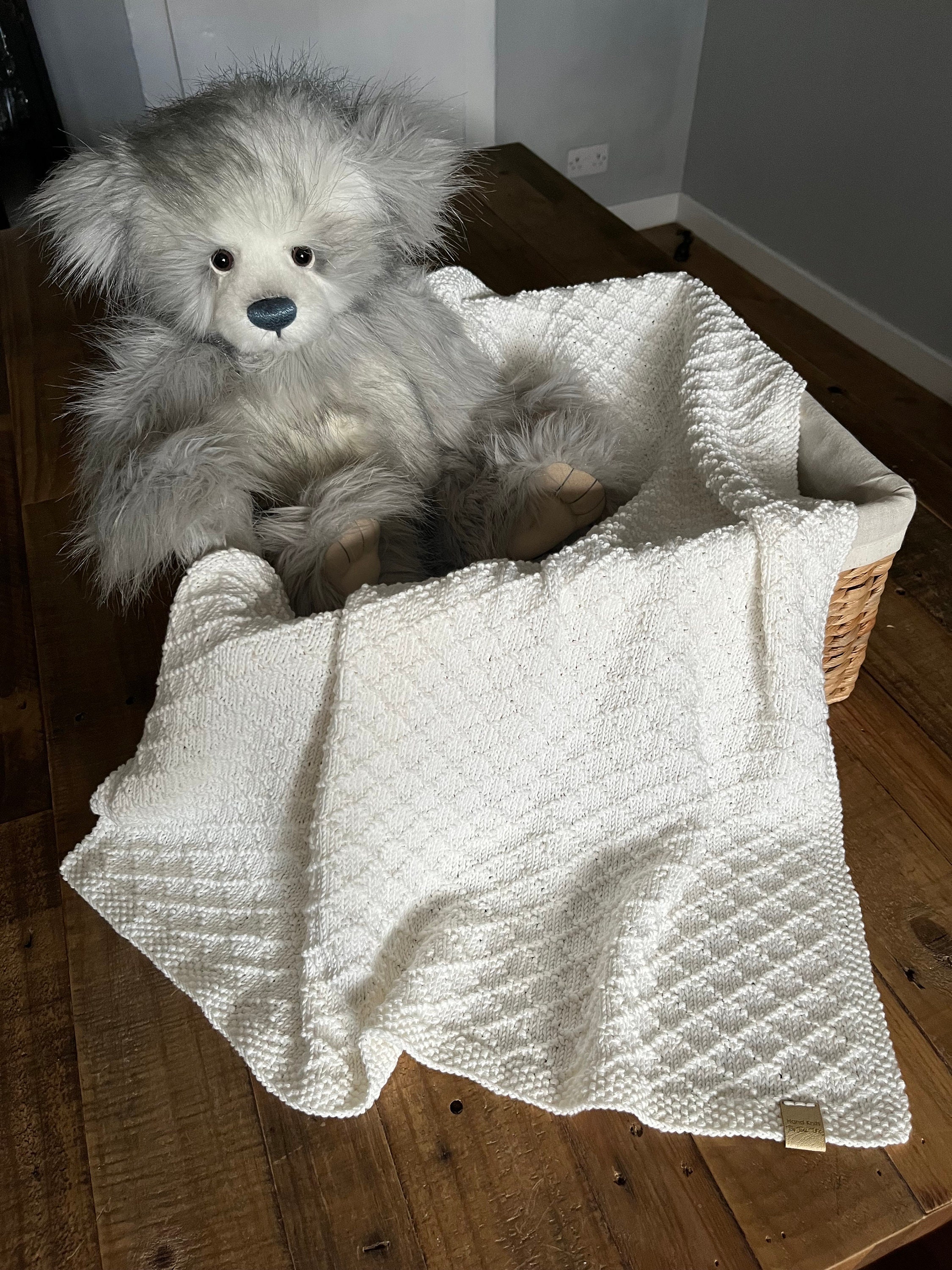 Hand Knit Baby Blanket 100 Organic Cotton Gender Neutral Unisex