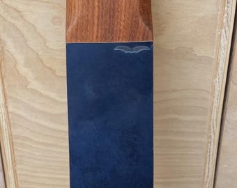 Rocado Shell Cordovan Strop, sharpening for knives-tools-hatchets-razors. walnut handle.