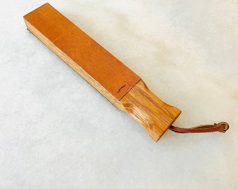 Mini correa de cuero de canguro: herramienta artesanal para el mantenimiento y afilado de cuchillos