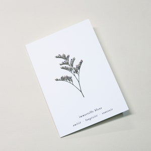 Carte avec fleurs séchéee, carte anniversaire, carte relief, carte vraie fleur, fleur pressée, carte de voeux, pressed flower art, folium, herbarium, herbier