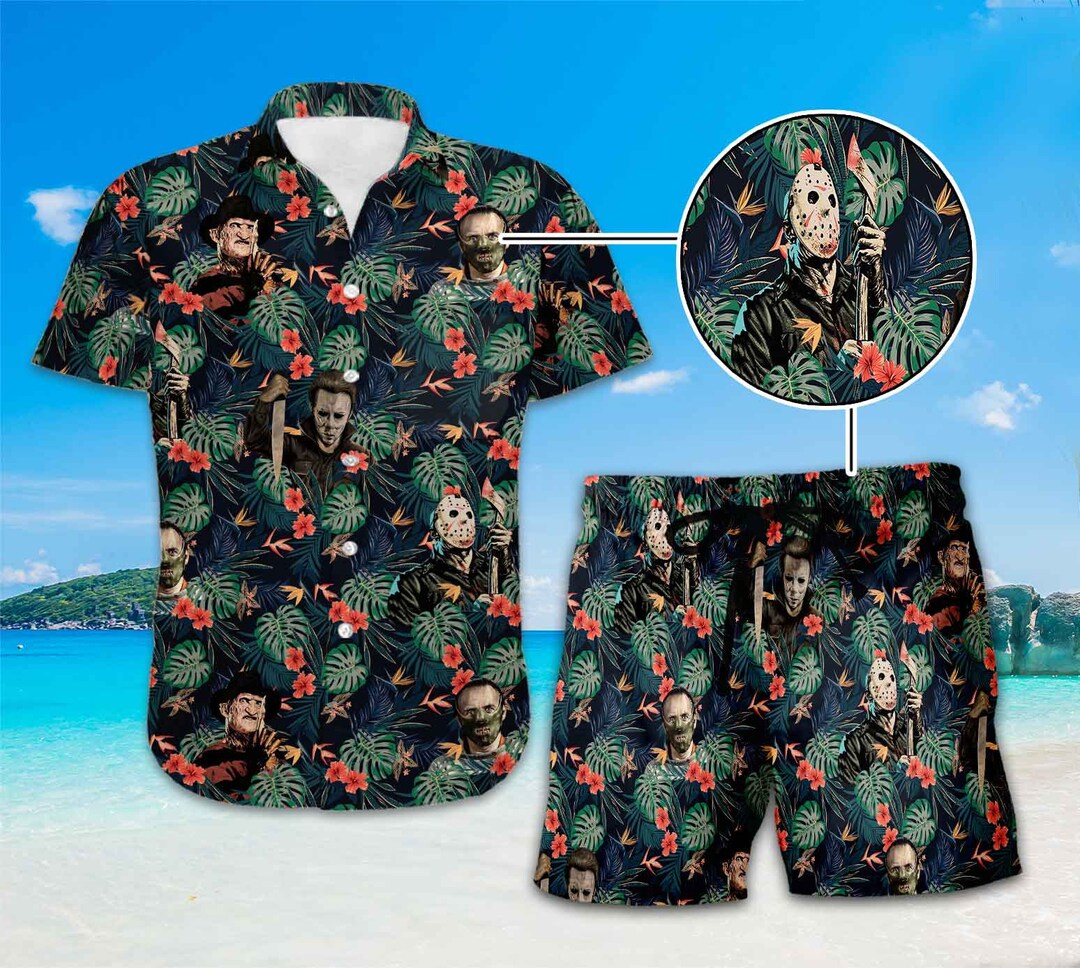 Horror Movie Hawaii Shirt Horror Movie Button Down Shirt Etsy