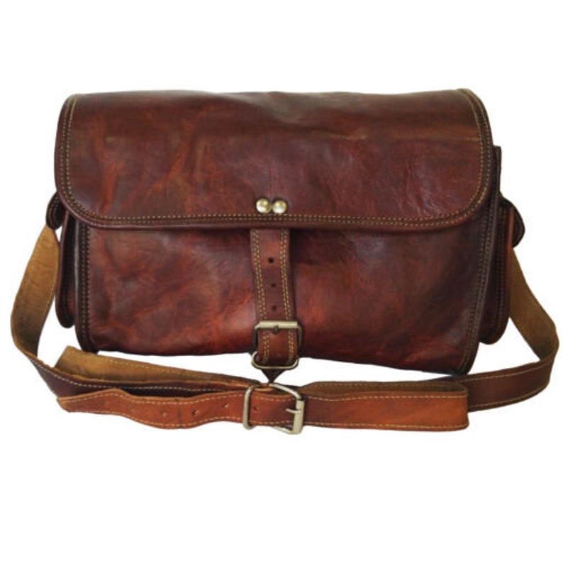 15/" Men/'s Vintage Brown Leather Full Flap Messenger Laptop Satchel Shoulder Bag