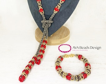 Schema per set Charlotte con perline, tutorial per collana e bracciale a spina di pesce PRAW (PDF)