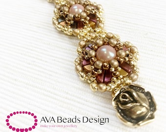 Tutoriel de bracelets de perles dahlia, motif de perles de fleurs (PDF)