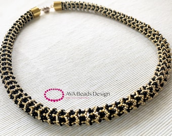 Caterpillar Beaded Necklace PDF Pattern, Netting Technique