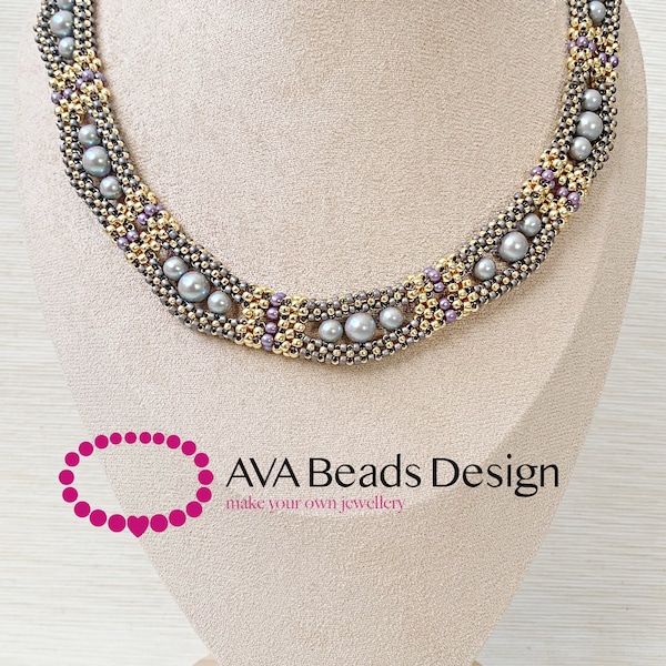 Beading tutorial, beading pattern , necklace tutorial ,Petrova necklace tutorial , Craw tutorial