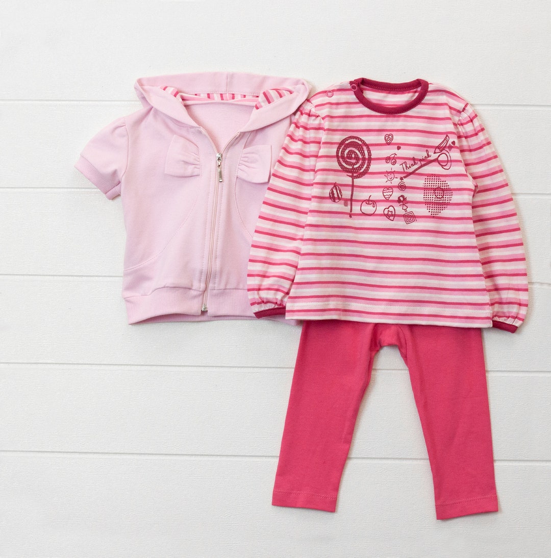 Girl 3 Pcs Clothing Set Cute Pink Clothing Outfit Girl Etsy