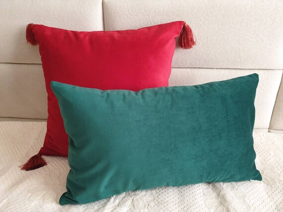 Emerald Green Pillow Cover Lumbar Pillow Case Green Velvet Etsy