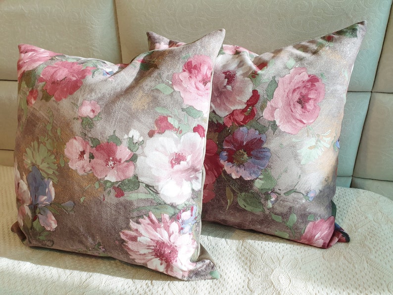Floral Pillow Cover Velvet Pillow Case Floral Living Room Etsy