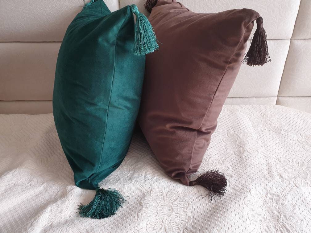 Brown Pillow Covers With Tassels Chocolate Pillow Cases Etsy