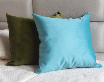 Blue Velvet Pillow Cover, Blue Pillow Case, Turquoise Velvet Pillow, Turquoise Throw Pillows, Blue Cushion Cover, Cushion Cover, Sofa Pillow