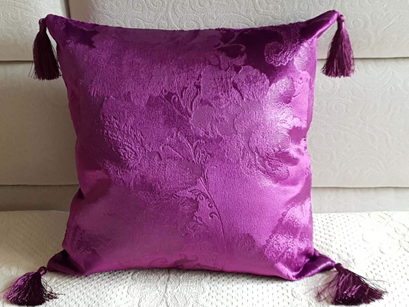 Purple Pillow Cover With Tassels Velvet Purple Pillow Cases Etsy