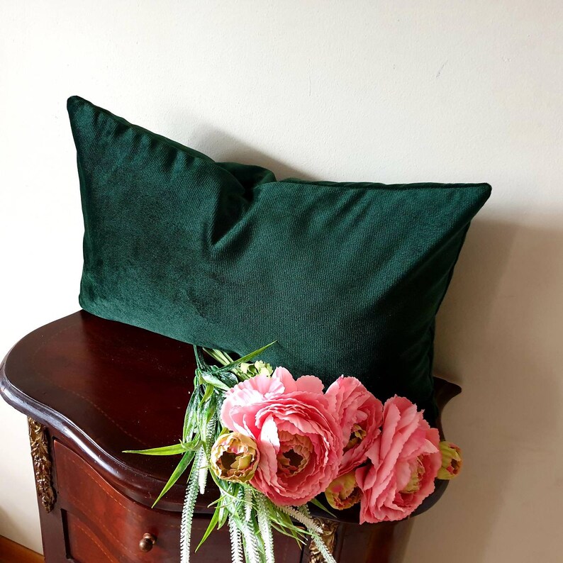 Forest Green Pillow Cover Lumbar Pillow Case Dark Green Etsy