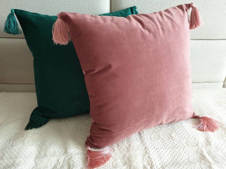 Blush Pillow Covers With Tassels Blush Pillow Cases Rose Etsy