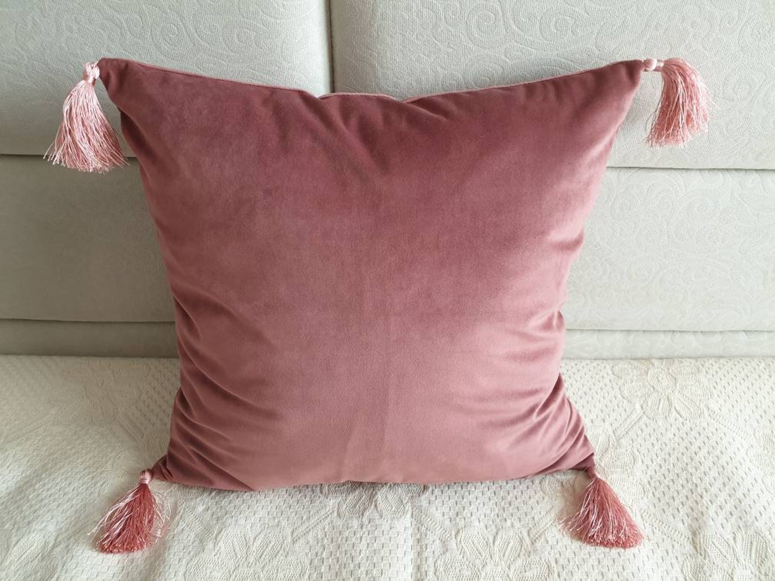 Blush Pillow Covers With Tassels Blush Pillow Cases Rose Etsy