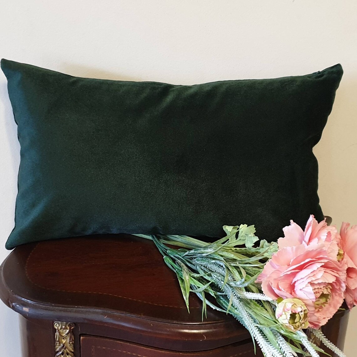 Forest Green Pillow Cover Lumbar Pillow Case Dark Green Etsy