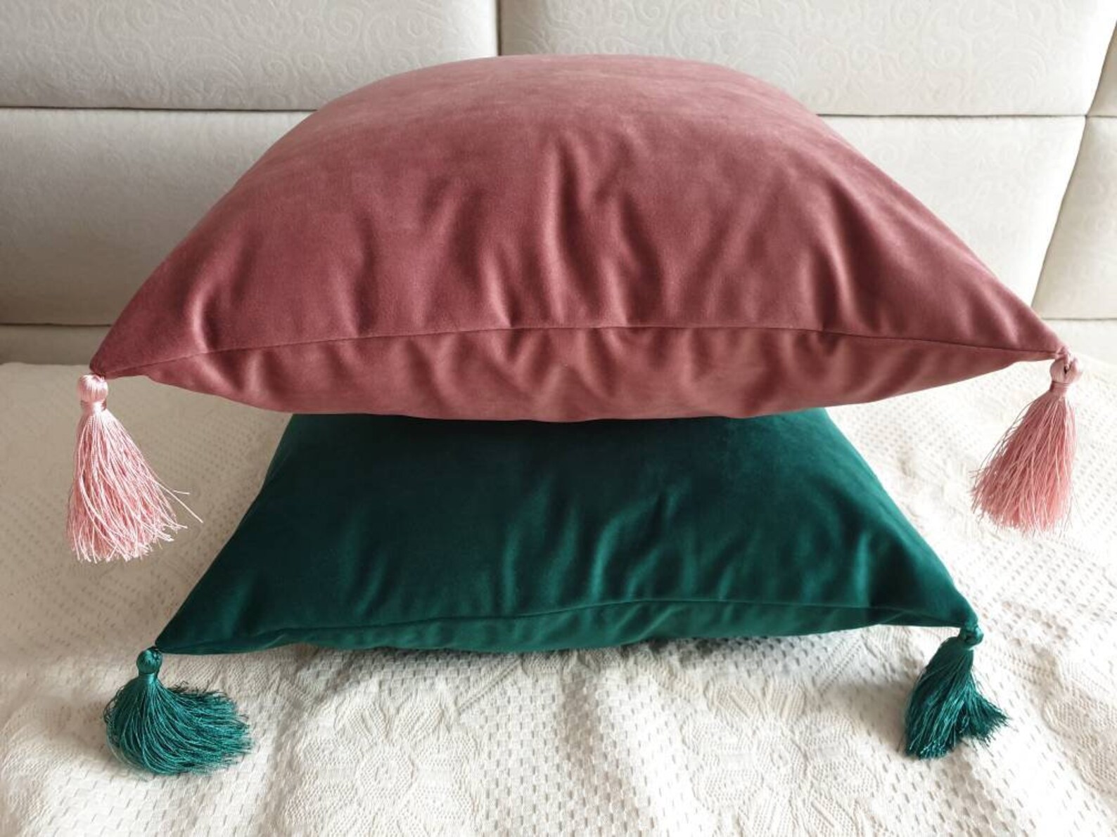 Blush Pillow Covers With Tassels Blush Pillow Cases Rose Etsy