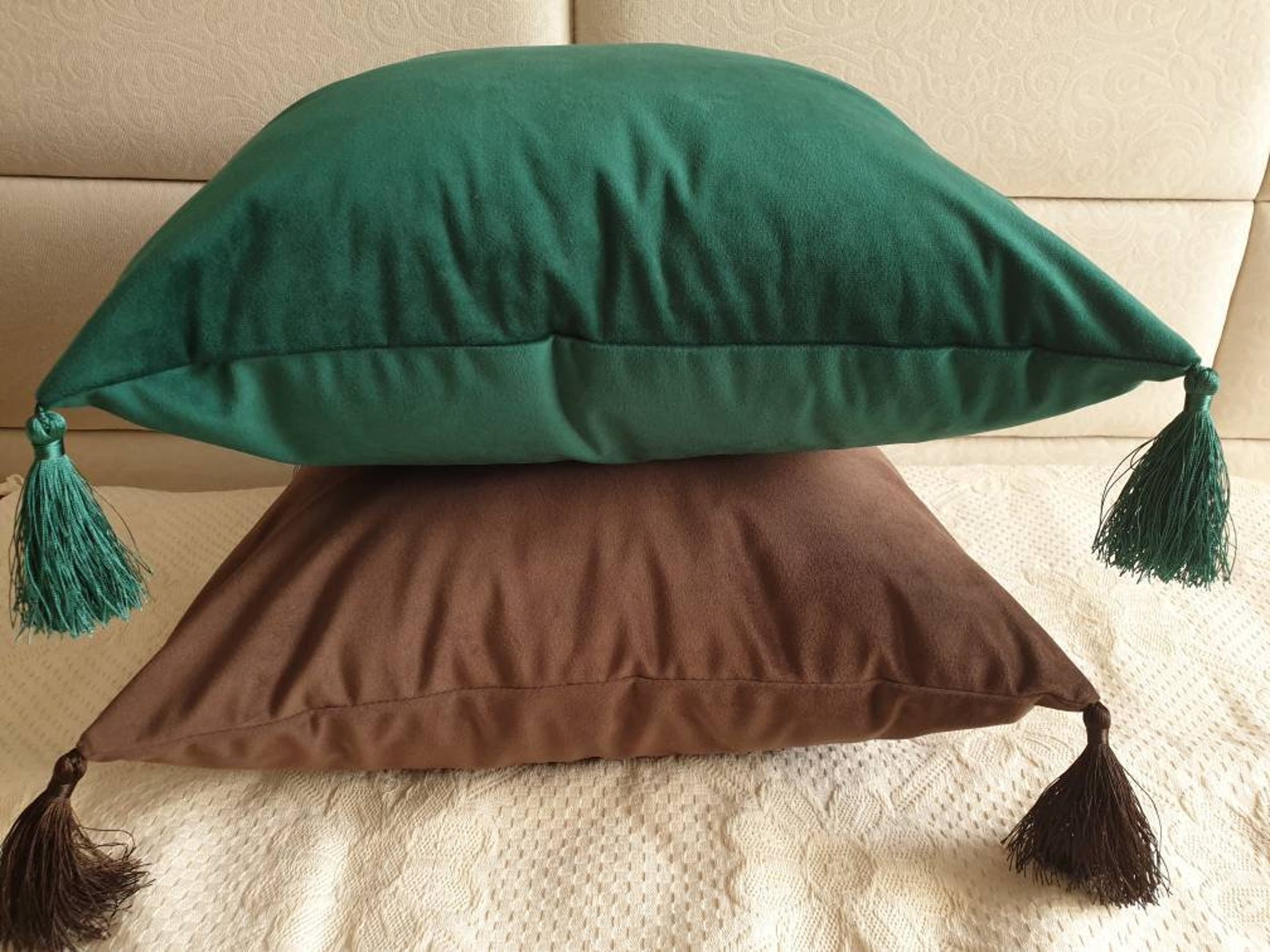 Brown Pillow Covers With Tassels Chocolate Pillow Cases Etsy