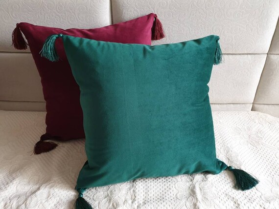 Burgundy Pillow Covers With Tassels Wine Red Velvet Pillow Cases Red Throw Pillow Dark Red Cushion Cover Designer Pillows Sofa Pillow Etsy Canada