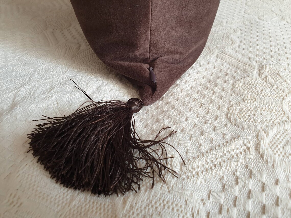 Brown Pillow Covers With Tassels Chocolate Pillow Cases Etsy