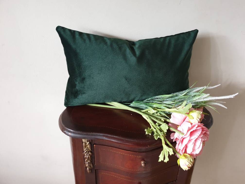 Forest Green Pillow Cover Lumbar Pillow Case Dark Green Etsy