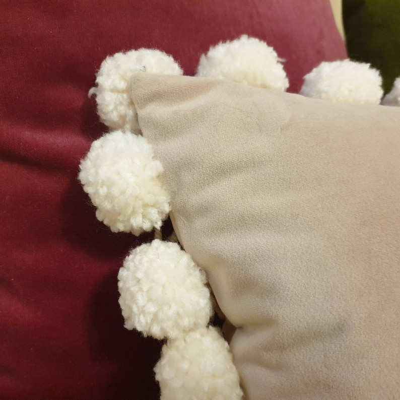 Blush Pink Pillow Cover with Pom Poms Pink Pom Pom Throw Etsy