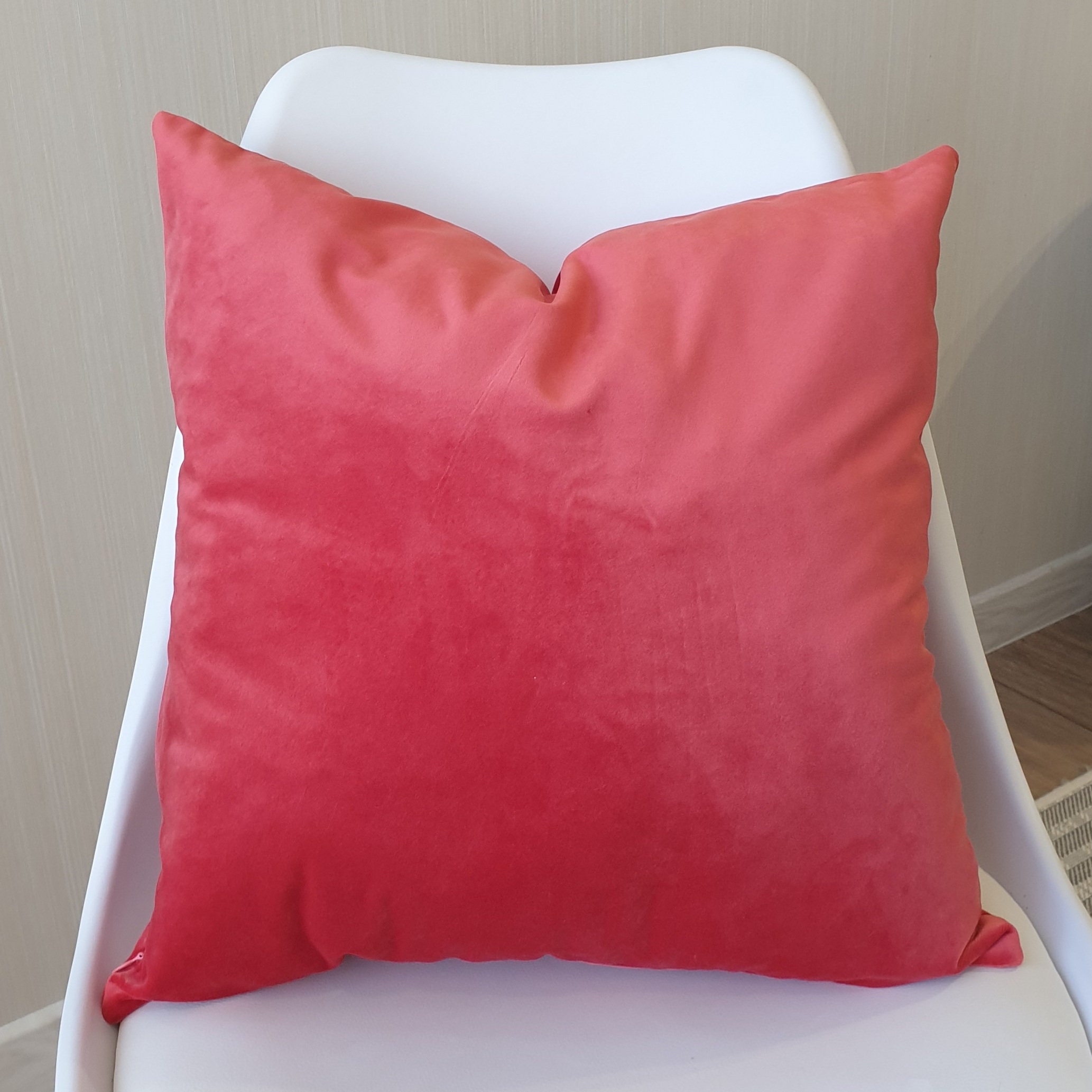 Coral Velvet Pillow Salmon Throw Pillow Cover Coral Pink