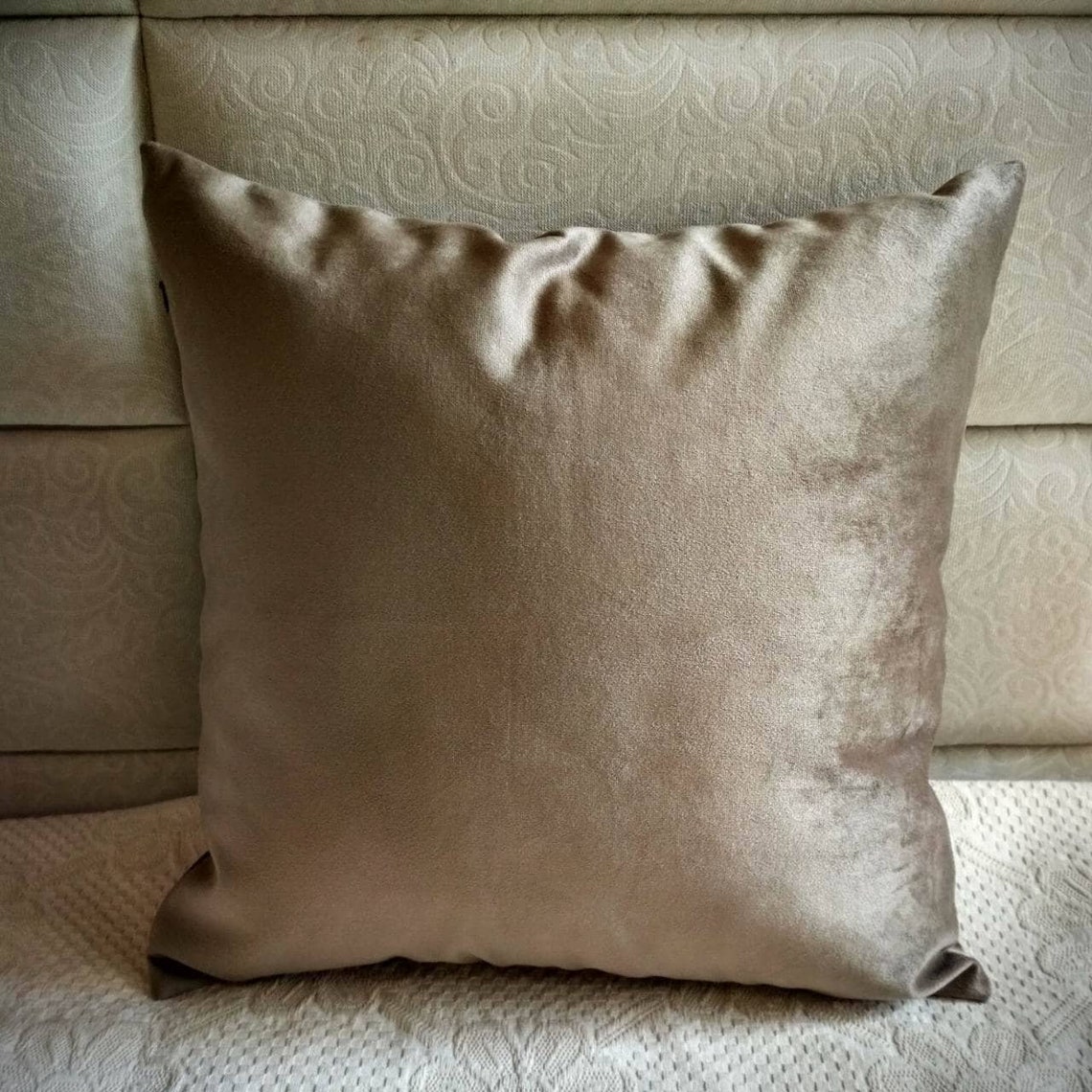 Taupe Velvet Pillow Cover Light Brown Pillow Case Velvet Etsy Canada