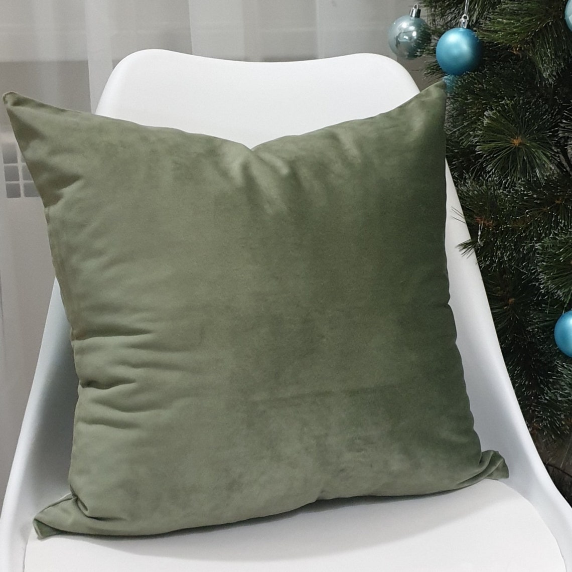 Sage Green Throw Pillow Cover Velvet Green Cushion Cover Light Etsy