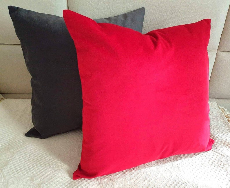 Red Velvet Pillow Cover Red Pillow Case Velvet Pillow Red Etsy