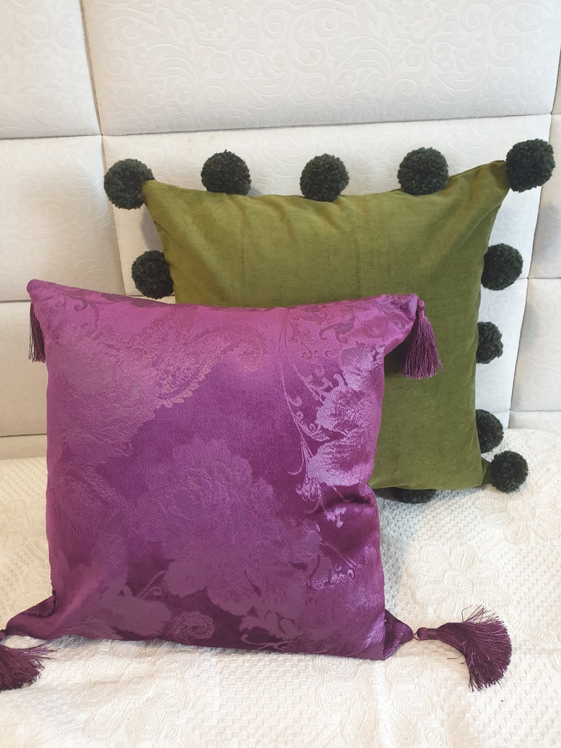 Purple Pillow Cover with Tassels Velvet Purple Pillow Cases Etsy