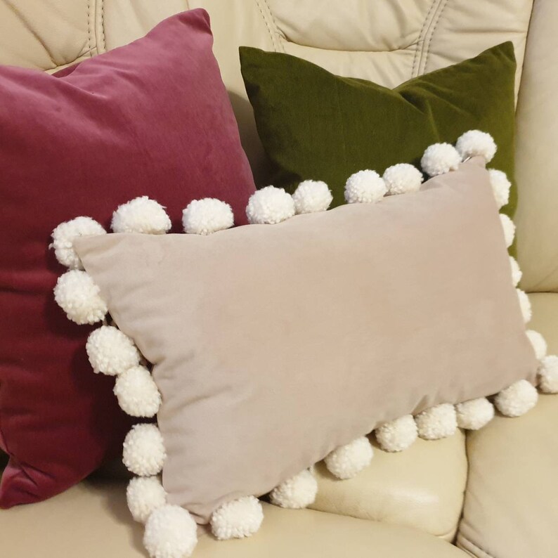 Blush Pink Pillow Cover with Pom Poms Pink Pom Pom Throw Etsy