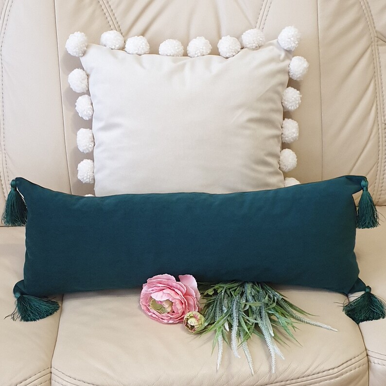 Emerald Green Pillow Cover With Tassels Velvet Green Pillow Etsy
