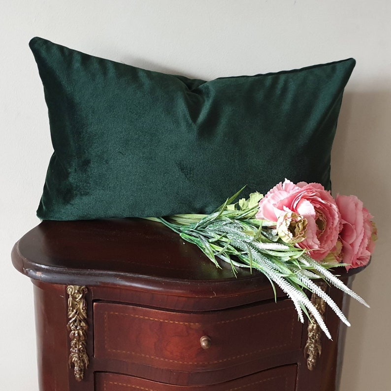 Forest Green Pillow Cover Lumbar Pillow Case Dark Green Etsy