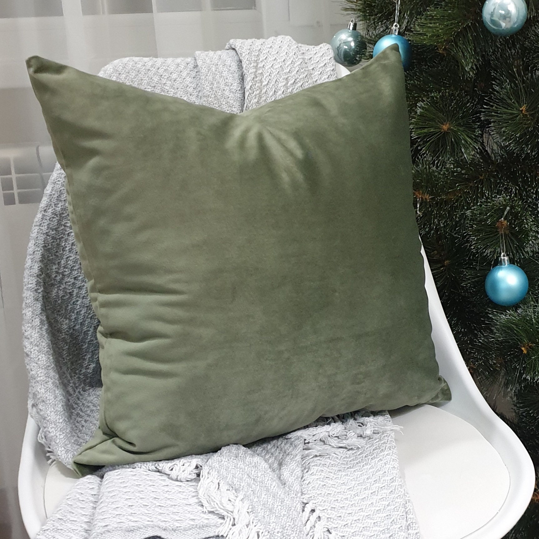 Sage Green Throw Pillow Cover Velvet Green Cushion Cover Light Etsy