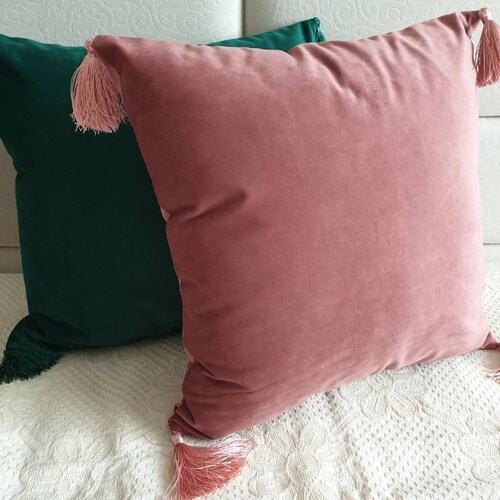 blush tassel pillow