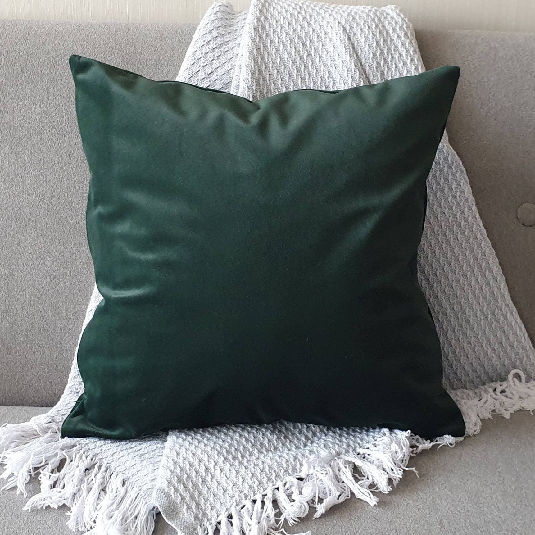 Dark Green Velvet Pillow Case Green Throw Pillow Cover Dark Etsy