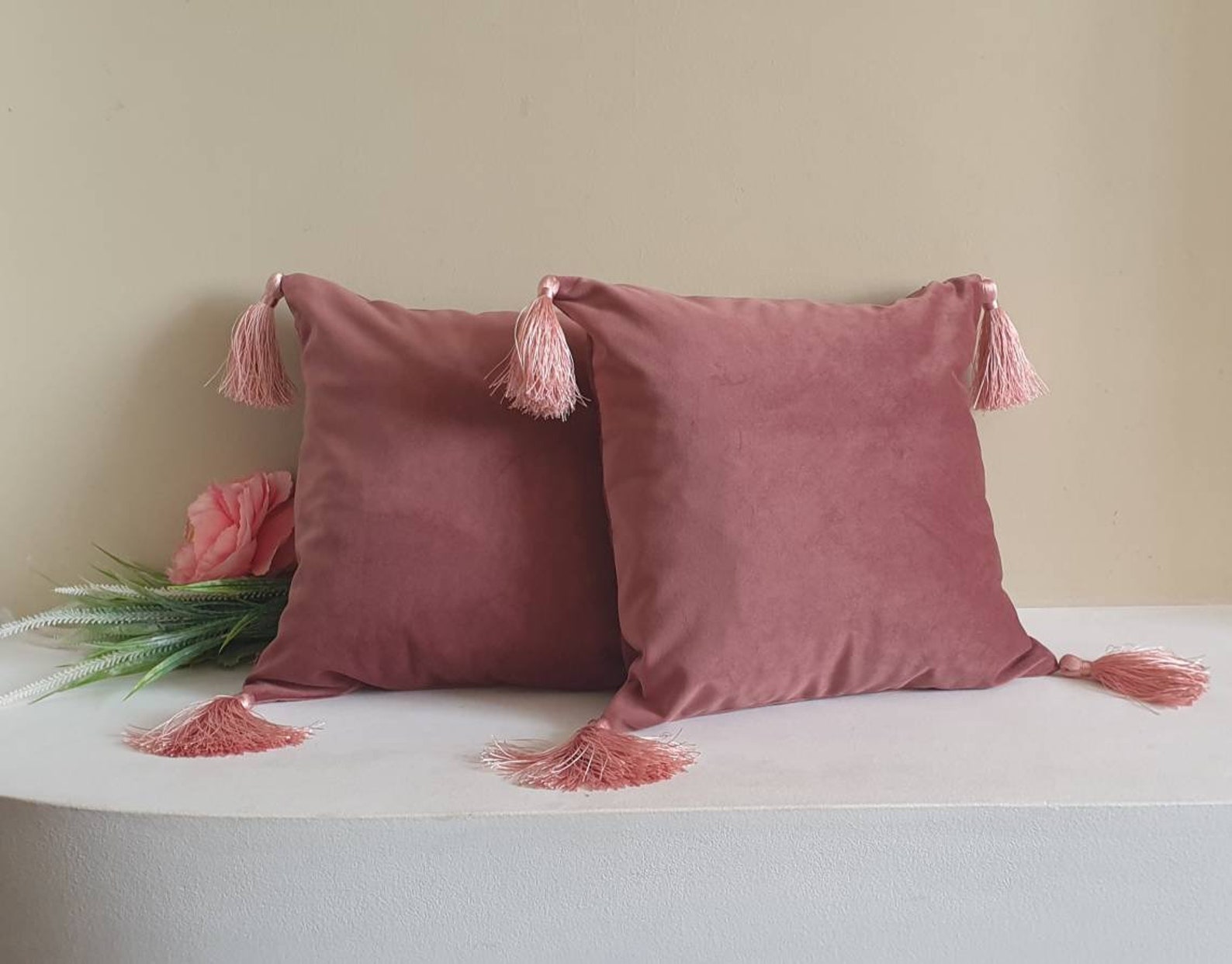 Blush Pillow Covers With Tassels Blush Pillow Cases Rose Etsy