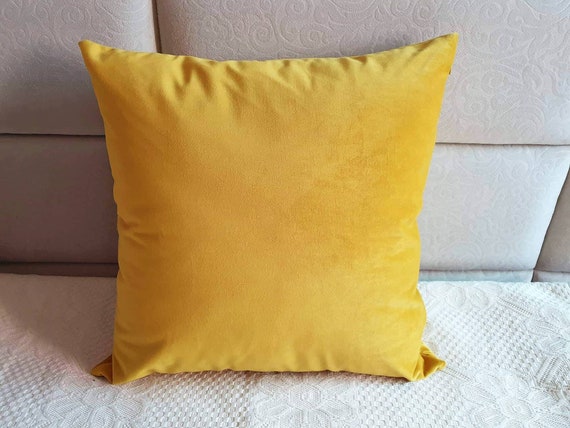 mustard velvet pillow