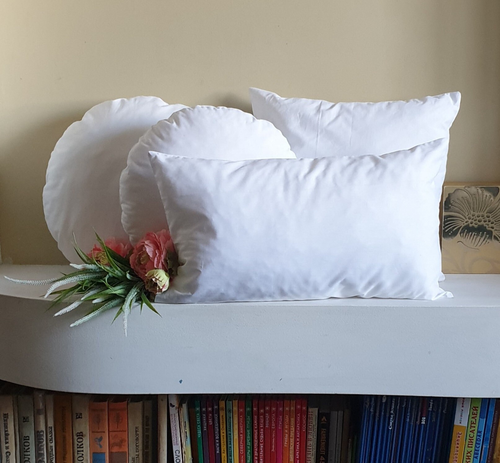 Peace Nest 2 Pack Feather Down Throw Pillow Insert, White, 26 x 26