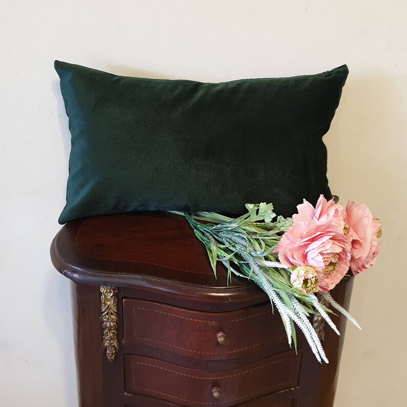 Forest Green Pillow Cover Lumbar Pillow Case Dark Green Etsy