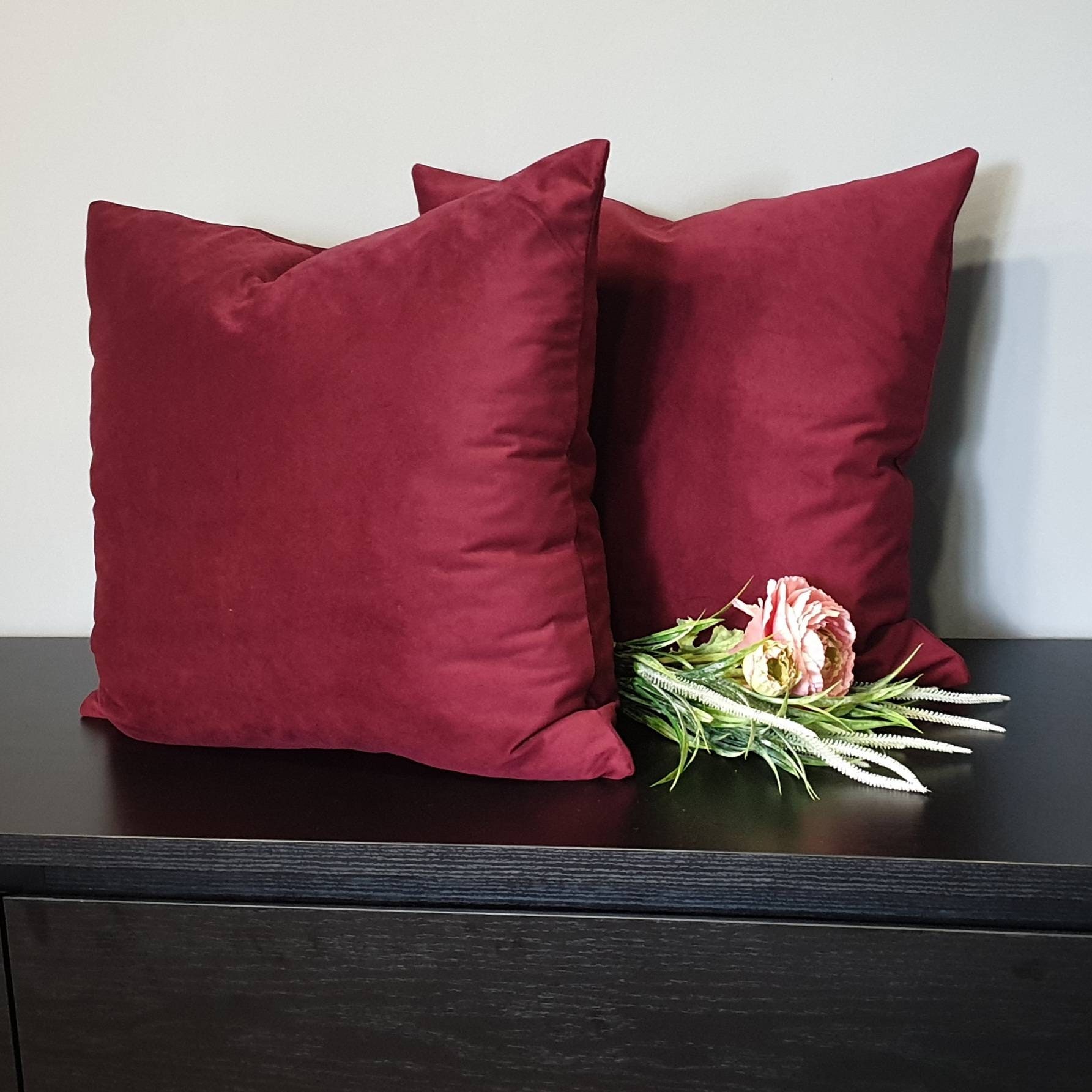 Burgundy Velvet Pillow Covers Red Pillow Cases Red Velvet Etsy