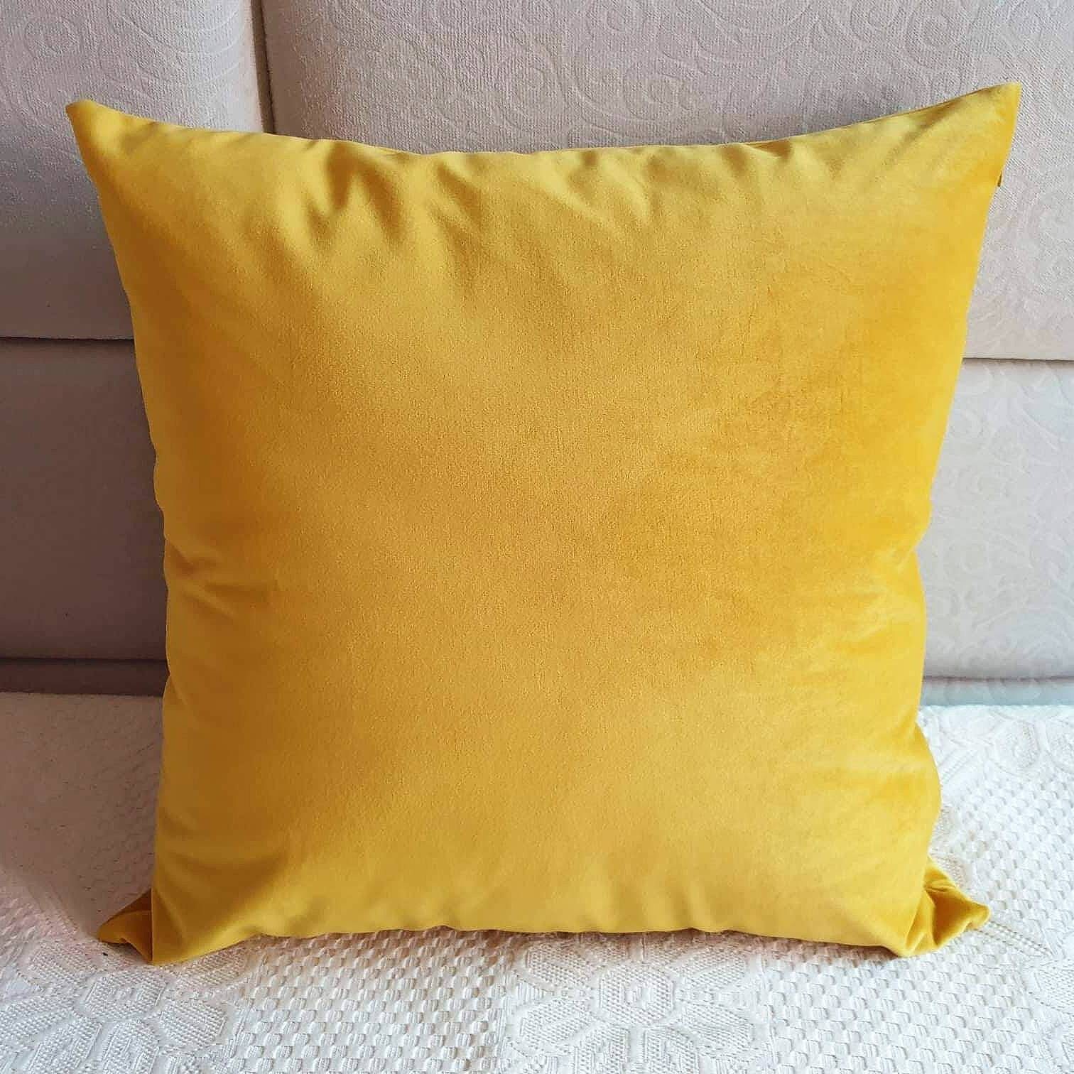 Mustard Velvet Pillow Cover Yellow Pillow Case Yellow Velvet Etsy