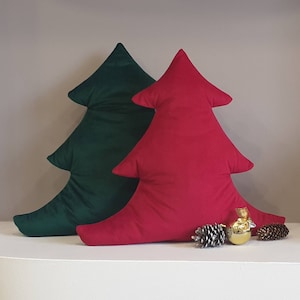 Christmas Tree Shaped Cushion, Teepee Pillow, Xmas Tree Pillow, Velvet Christmas Tree, Festive Cushion, Soft Fir-Tree Cushion