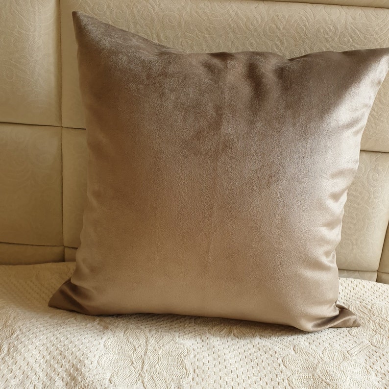 Taupe Velvet Pillow Cover Light Brown Pillow Case Velvet Etsy